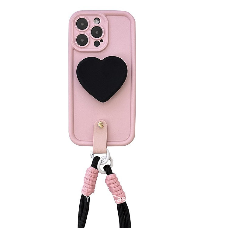 Wholesale Black and Pink Contrasting Love Silicone Stand Phone Cases